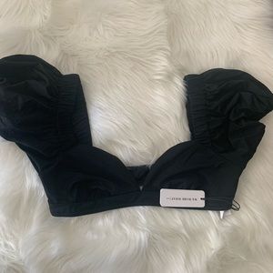 Weworewhat Parisian Summer Black Moe Bikini Top